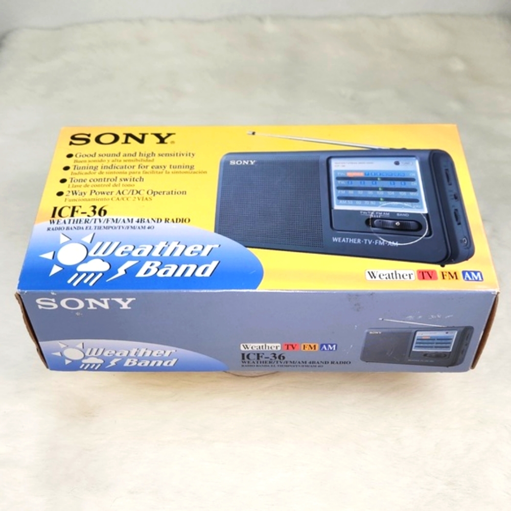 SONY ICF-36 TV/Weather/FM/AM/4 Band Radio VTG 2001 In Original box RARE - Picture 4 of 16